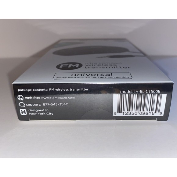 iHome Auto Ultra Compact Wireless FM Transmitter Black IH-BL-CT500B - Picture 7 of 8